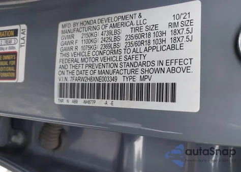 2022 Honda Cr-V Awd Ex-L z USA, uszkodzony, nr VIN 7FARW2H8XNE003349